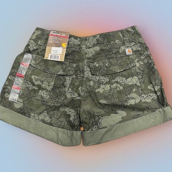CARHARTT Women’s 6 Floral Green EL PASO Shorts - Picture 2 of 3